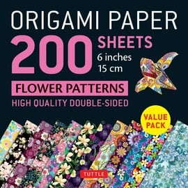 Tuttle Papier pour Origami - Tuttle - Design de Fleurs 200 Carrés de 15 cm