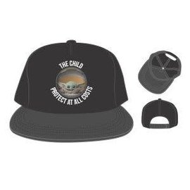 Bioworld Casquette - Star Wars The Mandalorian - The Child "Bébé Yoda" Grogu "Protect at all Cost" Noire Taille Enfant