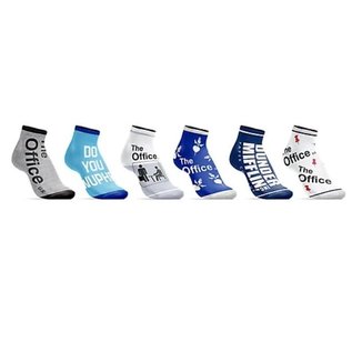 Bioworld Chaussettes - The Office - Modèles Assortis Gris et Bleus Paquet de 5 Paires Courtes Chevilles