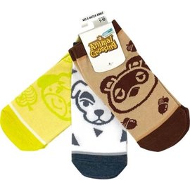 Bioworld Socks - Animal Crossing - Heads of Isabelle, Tom Nook and KK Slider Pack of 3 Pairs Short Ankles