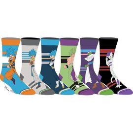 Bioworld Socks - Dragon Ball Super Broly - Broly, Vegeta, Piccolo, Goku, Frieza and Gogeta Pack of 6 Pairs Crew