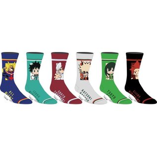 Bioworld Socks - My Hero Academia - All Might, Kirishima, Todoroki, Tsuyu, Bakugo and Midoriya Pack of 6 Pairs Crew
