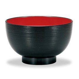 Marujyu Bowl - Maruju - Brush Effect Style Laquered Red and Black for the Soup 400ml