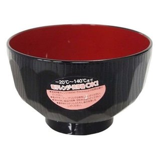Marujyu Bowl - Maruju - Wood Effect Hexagonal Style Laquered Red and Black for the Soup 380ml