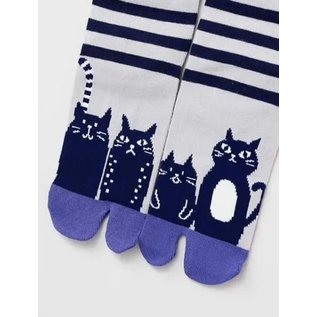 Kaya Socks - Tabi - Cats Crew Lined Blue 1 Pair 23-25cm