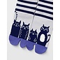 Kaya Chaussettes - Tabi - Bande de Chats Rayées Bleues 1 Paire 23-25cm