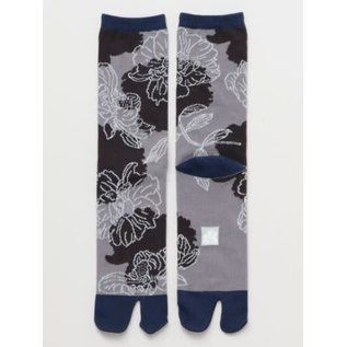 Kaya Chaussettes - Tabi - Pivoines Grises et Bleues 1 Paire 25-28cm