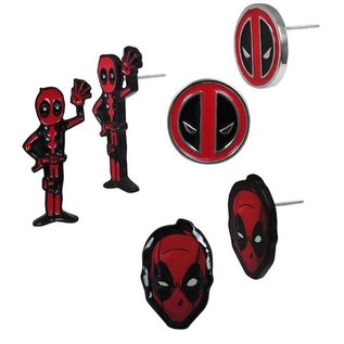 Bioworld Boucle d'Oreilles - Marvel Deadpool - Logo, Masque et Envoie la Main Ensemble de 3