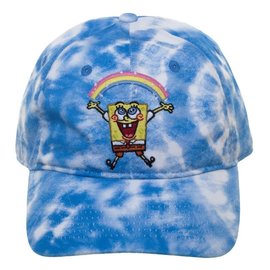Bioworld Baseball Cap - SpongeBob SquarePants - Tie Dye Blue with Sponge Bob Embroided Adjustable Blue and White