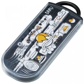 Skater Ustensils - Sanrio Gudetama the Lazy Egg - Love Lazy Life Spoon, Fork and Chopstick Set 16.5cm with Case