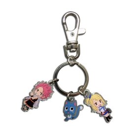 Great Eastern Entertainment Co. Inc. Keychains - Fairy Tail - Natsu Dragneel, Happy and Lucy Multi-Charms in Metal with Enamel