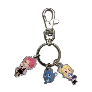 Great Eastern Entertainment Co. Inc. Keychains - Fairy Tail - Natsu Dragneel, Happy and Lucy Multi-Charms in Metal with Enamel
