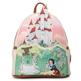 Loungefly Mini Backpack - Disney Snow White and the Seven Dwarfs - Castle and Snow White Playing with Animals Beige in Faux Leather
