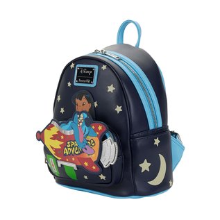 Loungefly Mini Backpack - Disney Lilo & Stitch - Stitch in the Space Adventure Attraction Glow in the Dark Blue Faux Leather