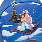 Loungefly Sac à Dos - Disney Aladdin - Aladdin et Jasmine Sur Le Tapis Volant Brille Dans Le Noir Bleu en Faux Cuir