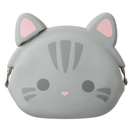 P+G Design Coin Purse - Mimi Pochi Friends - Amesho the Gray Cat in Silicone