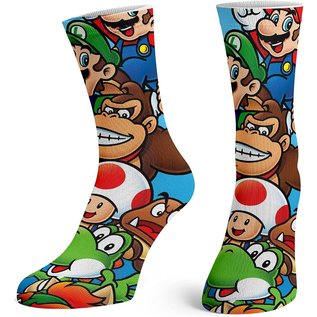 Bioworld Chaussettes - Nintendo Super Mario - Personnages Variés 1 Paire Crew Bleu