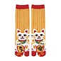 WagoKoro Chaussettes - Tabi - Manekineko avec Pièce Rouges et Beiges 1 Paire 23-25cm