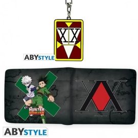 AbysSTyle Portefeuille - Hunter X Hunter - Ensemble Cadeau Gon et Killua et Logo des Hunters avec Porte-Clés