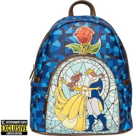 Loungefly Mini Backpack - Disney The Beauty and the Beast - Rose and Stained Glass in Faux Leather *Entertainment Earth Exclusive*