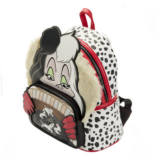 Loungefly Mini Backpack - Disney 101 Dalmatians - Cruella De Vil and Cubs In A Cheminey White, Black and Red Faux Leather