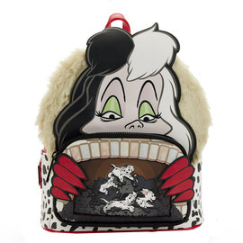 Loungefly Mini Backpack - Disney 101 Dalmatians - Cruella De Vil and Cubs In A Cheminey White, Black and Red Faux Leather