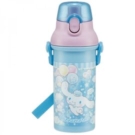 Skater Travel Bottle - Sanrio Cinnamoroll - Cinnamoroll In The Clouds With Blue Balloons  One Touch Button with Belt 480ml