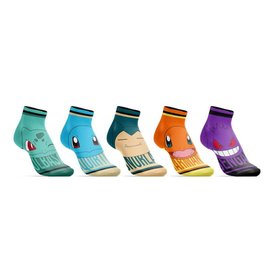 Bioworld Socks - Pokémon - Gengar, Snorlax, Charmander, Squirtle, Bulbasaur and Pikachu Pack of 6 Pairs Short Ankles