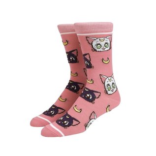 Bioworld Socks - Sailor Moon - Luna and Artemis Pink 1 Pair Crew