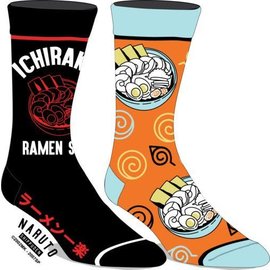 Bioworld Socks - Naruto Shippuden - Ichiraku Ramen Black and Orange 2 Pairs Crew