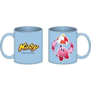 Bioworld Mug - Nintendo Kirby - Kirby With Umbrella in Ceramic Blue 20oz