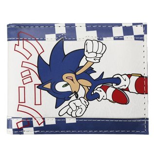 Bioworld Portefeuille - Sonic the Hedgehog - Sonic Cadriage Bleu et Blanc en Faux Cuir Bi-fold
