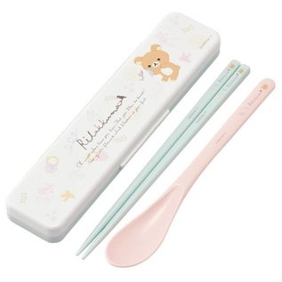 Skater Ustensils - Rilakkuma - Rilakkuma in Spring "Oh Wind, Where Have You Been, That You Blow So Sweet. Among The Flowers Which Blossom At Your Feet"  Spoon and Chopsticks Set 18cm with Case