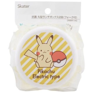 Skater Bento Box - Pokemon - Pikachu and Pokeball "Pikachu Electric Type" Round with 2 Compartments 500ml