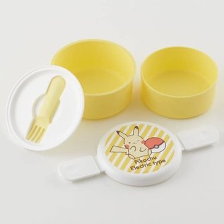Skater Bento Box - Pokemon - Pikachu and Pokeball "Pikachu Electric Type" Round with 2 Compartments 500ml