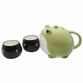 Shinzi Katoh Tea Pot - Sun Art - Frog and Tadpoles Cups Tea Set for Two People