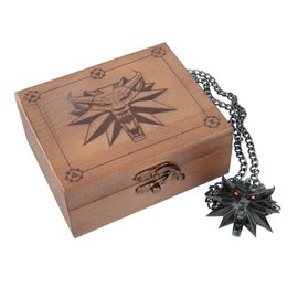 Collectionnable - The Witcher 3  - Medaillon l'École du Loup de Geralt Boite de Collection (Yeux LED)
