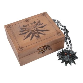 Collectionnable - The Witcher 3  - Medaillon l'École du Loup de Geralt Boite de Collection (Yeux LED)