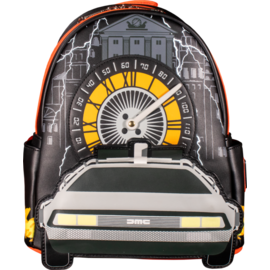 Loungefly Mini Backpack - Back to the Future - Delorean and Clock Tower Black Faux Leather