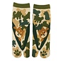 WagoKoro Socks - Tabi - Shiba Inu Camouflage Pattern with Geta Green and Brown 1 Pair 25-28cm