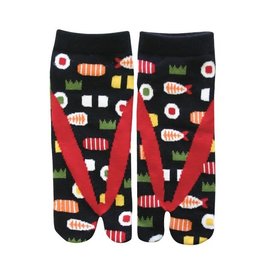 WagoKoro Socks - Tabi - Sushis Style Sandals Red and Black 1 Pair 23-25cm
