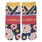 WagoKoro Chaussettes - Tabi - Motif Kimono Turquoise avec Fleurs et Obi Rose 1 Paire 23-25cm