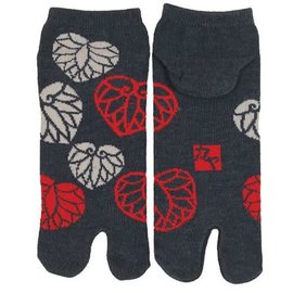 Kaya Chaussettes - Tabi - Asarum Caulescens Bleues Grises et Rouges 1 Paire 25-28cm