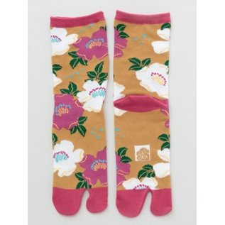 Kaya Socks - Tabi - Wild Roses Pink White and Yellow 1 Pair 23-25cm