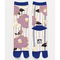 Kaya Socks - Tabi - Lilac Camelias White and Blue Striped 1 Pair 23-25cm