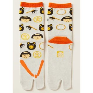 Kaya Chaussettes - Tabi - Kintaro et L'Ours Grises et Oranges 1 Paire 23-25cm