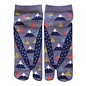 WagoKoro Socks - Tabi - Mount Fuji Triangles Pattern and Geta Violet and Blue 1 Pair 23-25cm