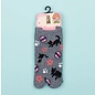 INASAKA MERIYASU Chaussettes - Tabi - Kuro Neko Chats Noirs Jouant Dans Les Sakuras et Pattes de Chats Grises 1 Paire 16-22cm