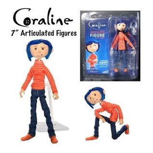 NECA Figurine - Coraline - Coraline With Stripped Shirt Articulated Puppet Poseable 7"