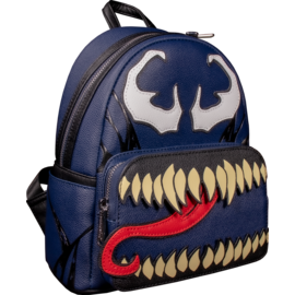 Loungefly Mini Backpack - Marvel Venom - Venom's Face Blue Faux Leather